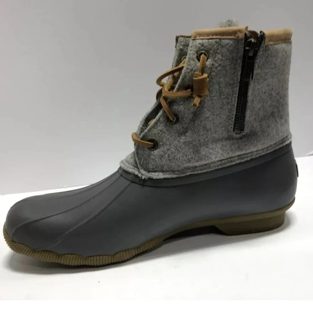 Sperry Women’s Saltwater Duck Boots Waterproof Gray, Size 10M